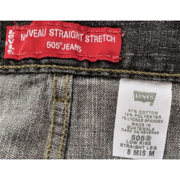 Levis 505 Nouveau Women's Size 8 (31x30) Low Rise Straight Stretch Jeans Black - Picture 10 of 11